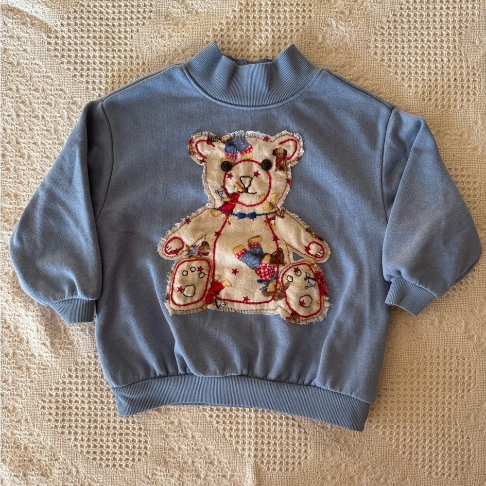 Old Navy Bubble Crewneck With Cowboy Teddy Appliqué 2T